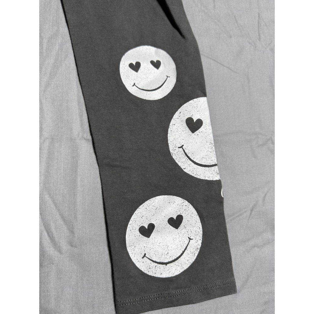 Aerie Leggings Women Small Gray Good Smiley Face Heart Eyes Chill Play Move - Picture 2 of 7